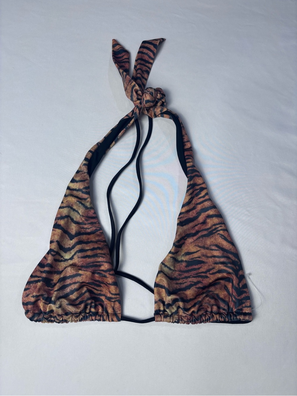 HAHTiger Print Halter Bikini Top in Brown and Black